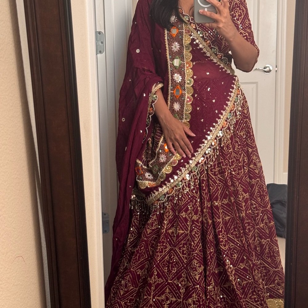 Vintage wine lehenga set